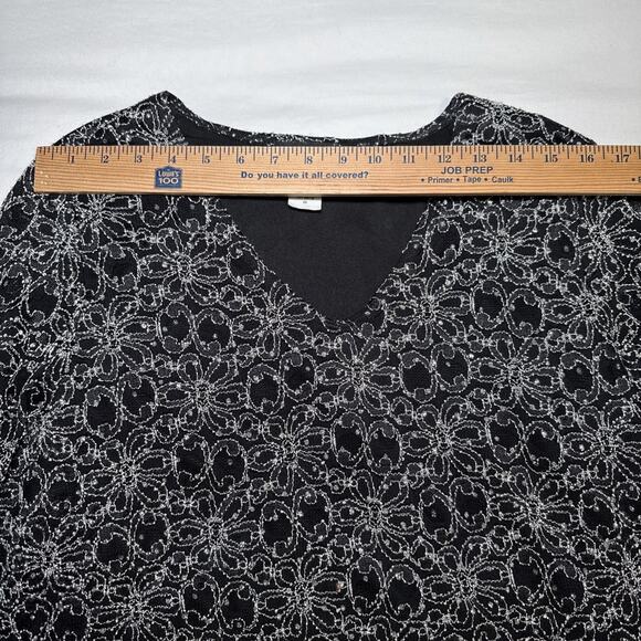 Maggie Barnes Plus Womens 2X Black White Lace Sparkle Tunic Blouse Elegant EUC - Picture 5 of 14
